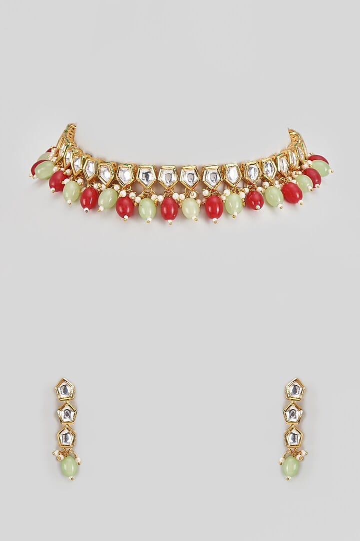Gold-Plated Kundan Jewellery Set