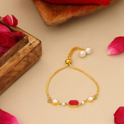 Maroon Gold Plated Bracelet