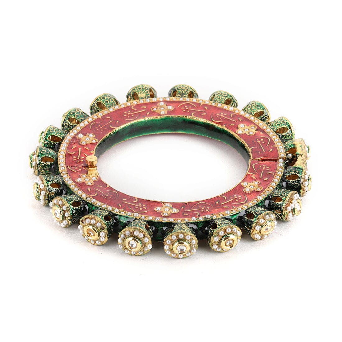 Beautiful Rajwadi Jadau Kundan Bangle Kada (Copy) - Image 4