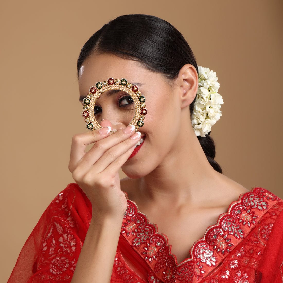 Beautiful Rajwadi Jadau Kundan Bangle Kada (Copy) - Image 2