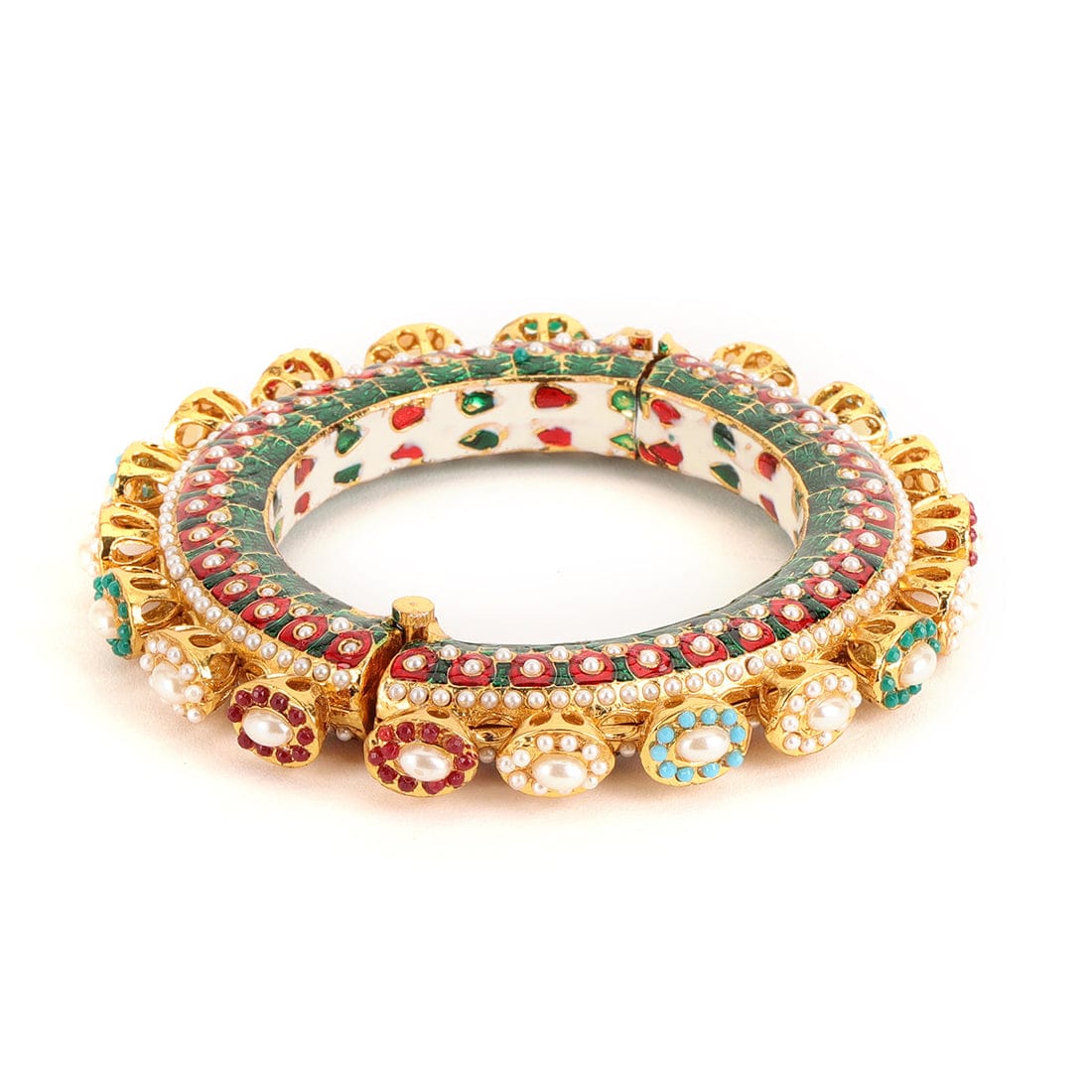 Beautiful Rajwadi Jadau Kundan Bangle Kada (Copy) - Image 4