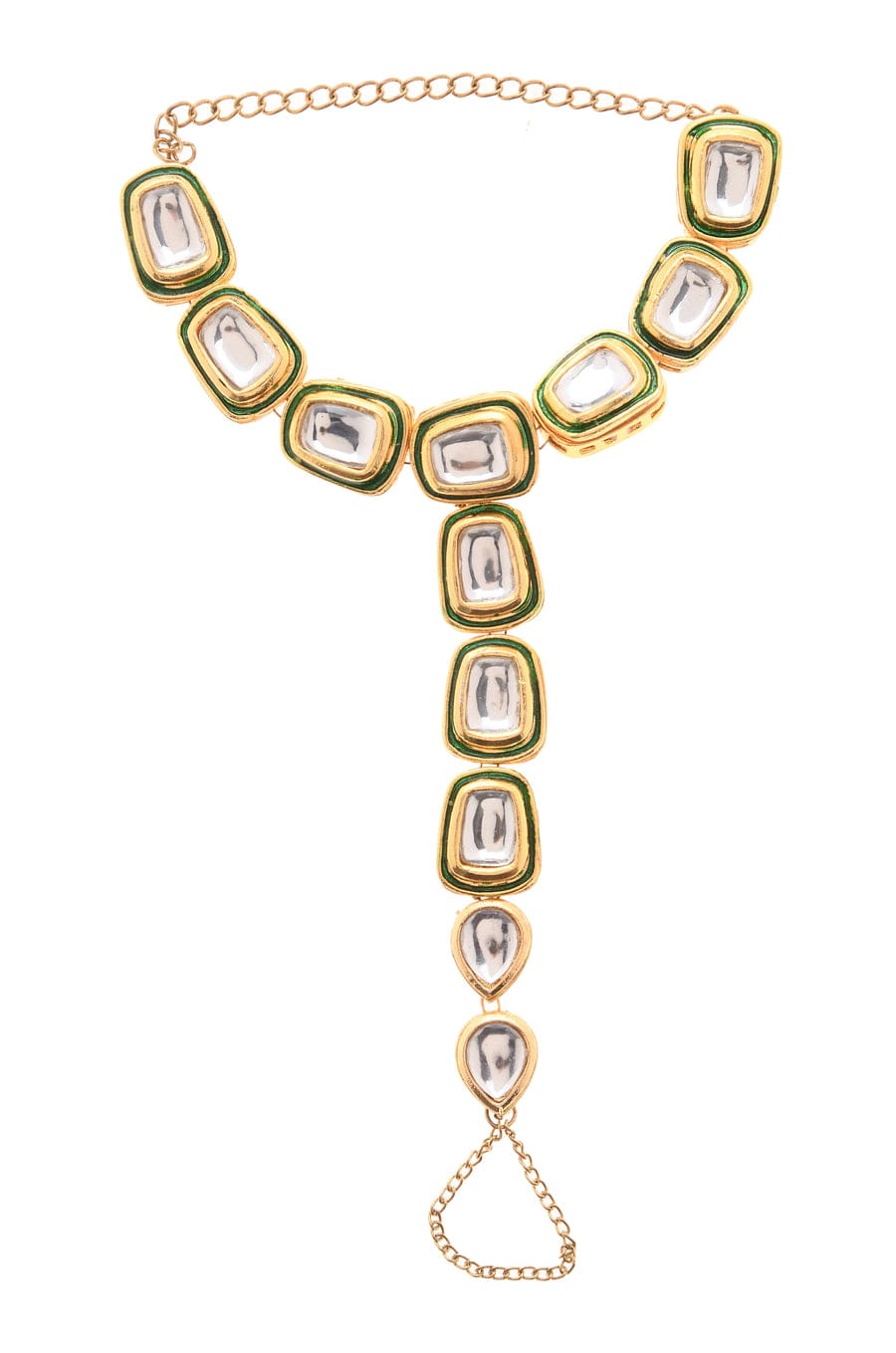 Gold Plated Crystals Kundan Hathphool (Pack Of 2) - Image 4