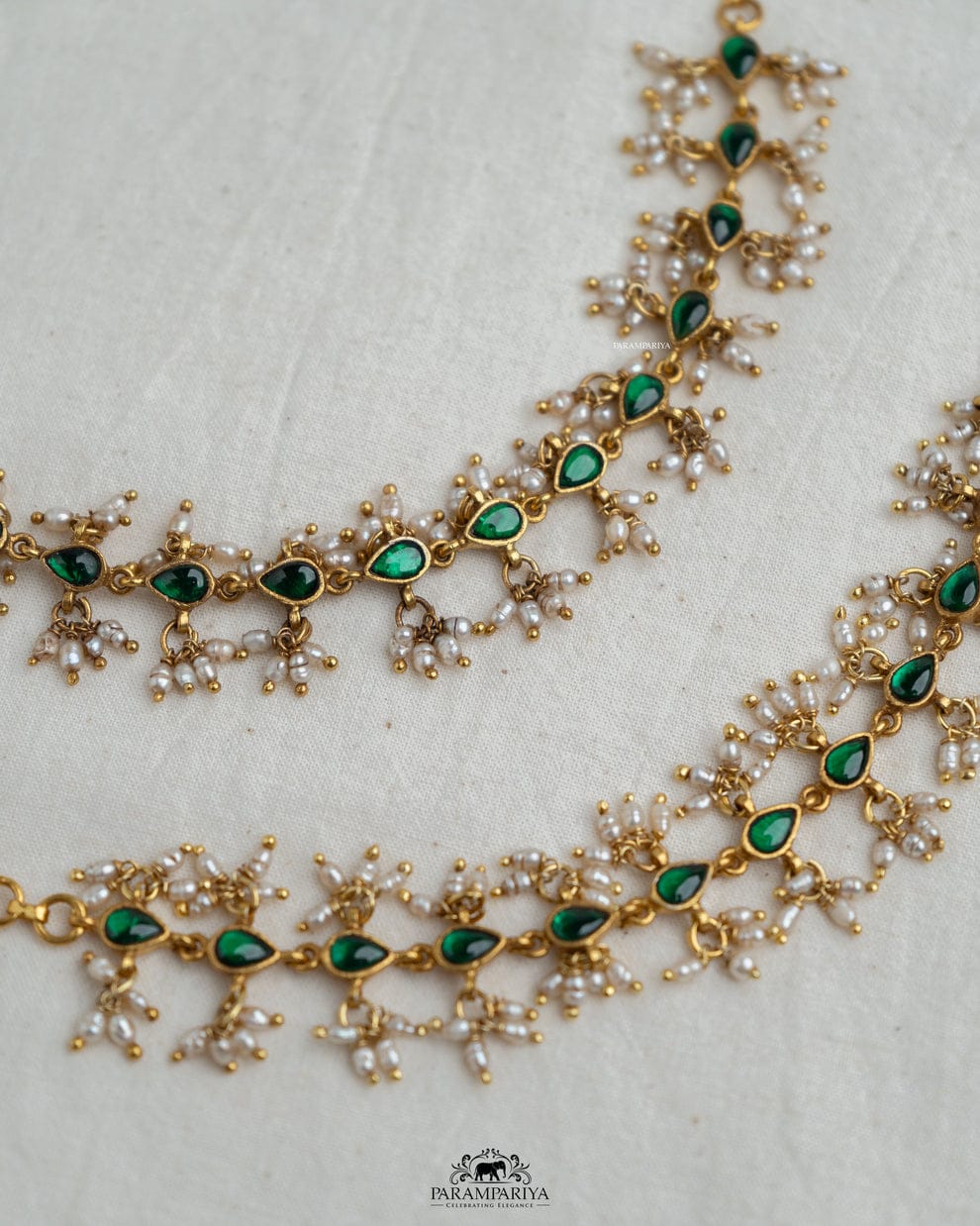 Paachi kundan Pearl Beaded Earchains - Image 2