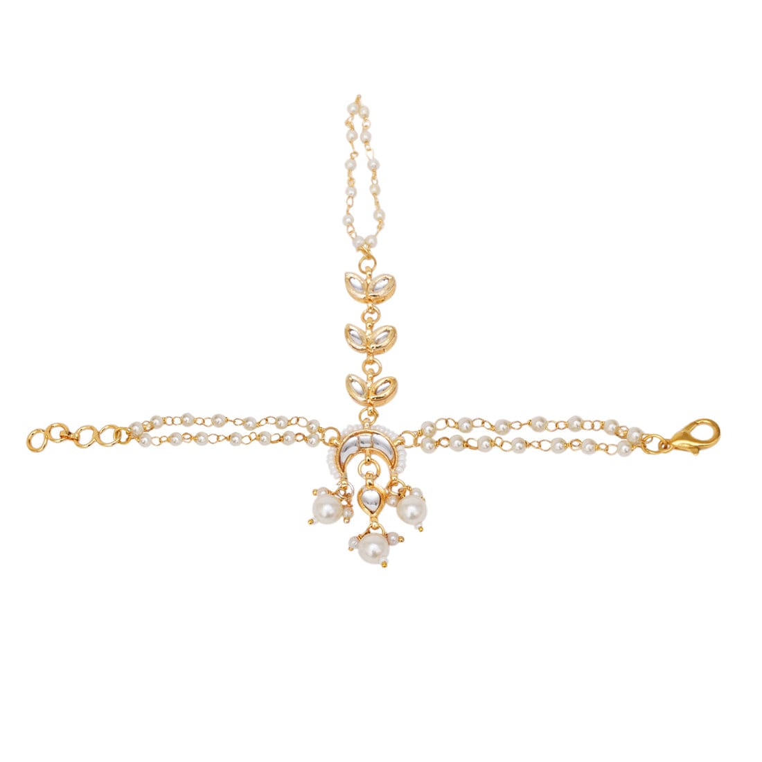 Gold Tone Adjustable Kundan Hathphool (Pack Of 2) - Image 4