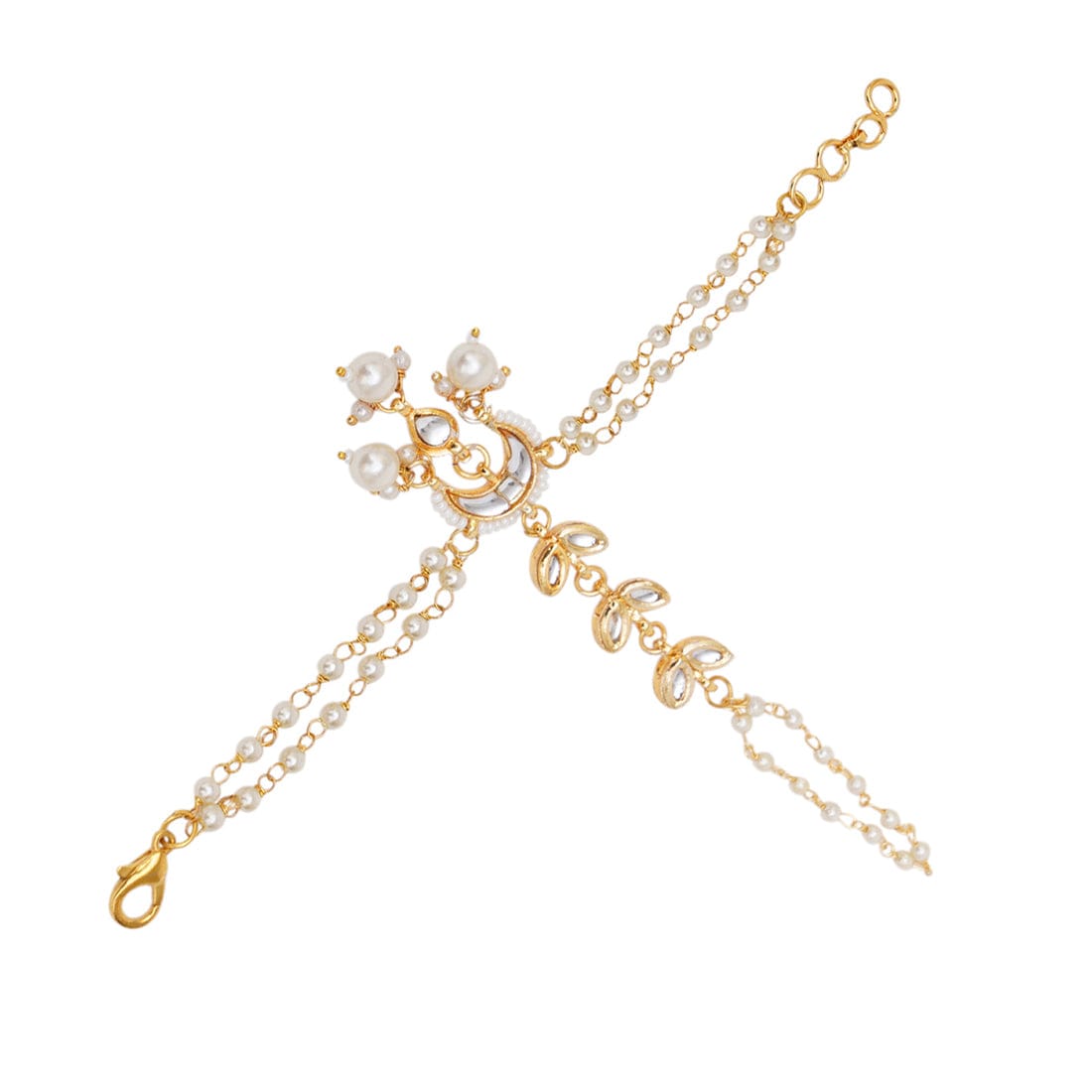 Gold Tone Adjustable Kundan Hathphool (Pack Of 2) - Image 3