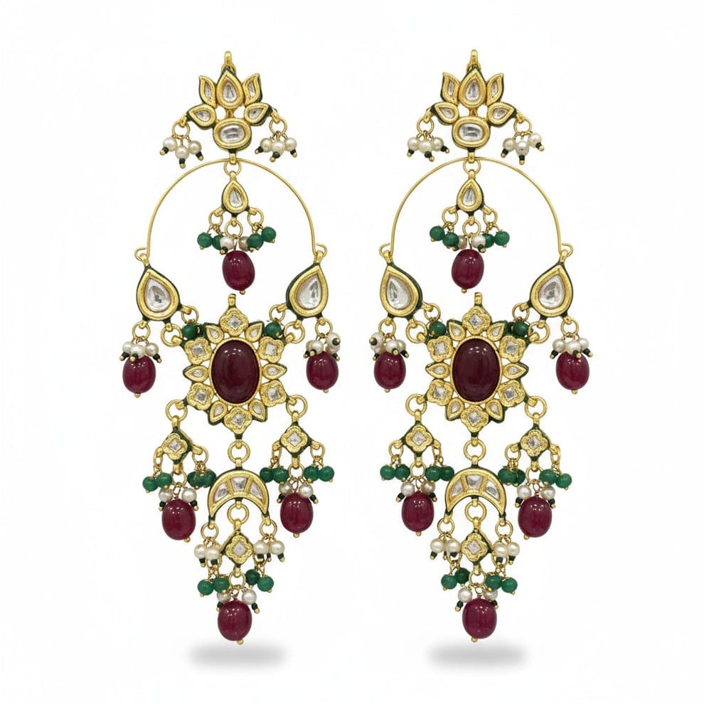 Statement earrings/ Indian earrings/Tyani inspired earrings/kundan chandbaali /Statement jewelry/ Designer chandbaali/Kundan Tassle - Image 2