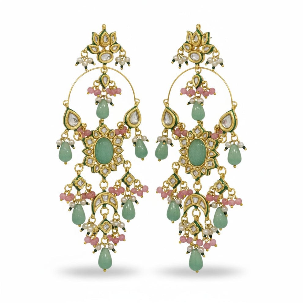 Statement earrings/ Indian earrings/Tyani inspired earrings/kundan chandbaali /Statement jewelry/ Designer chandbaali/Kundan Tassle - Image 3