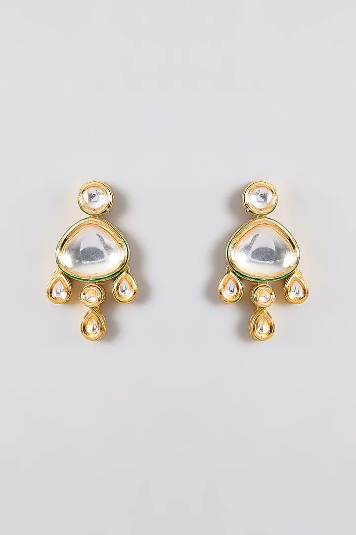 Gold Finish Kundan Stone Earrings