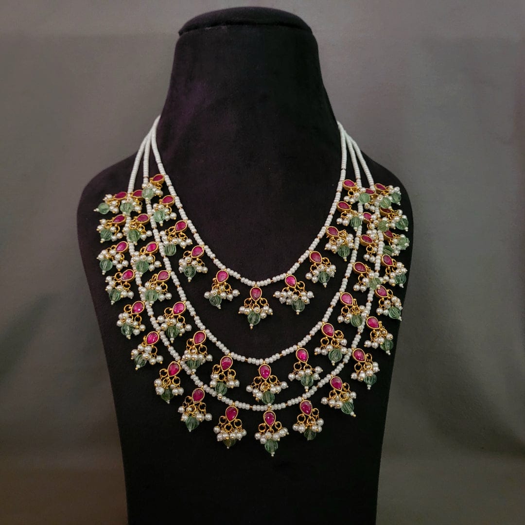 THREE LAYER NECKLACE WITH EARRINGS - Image 3