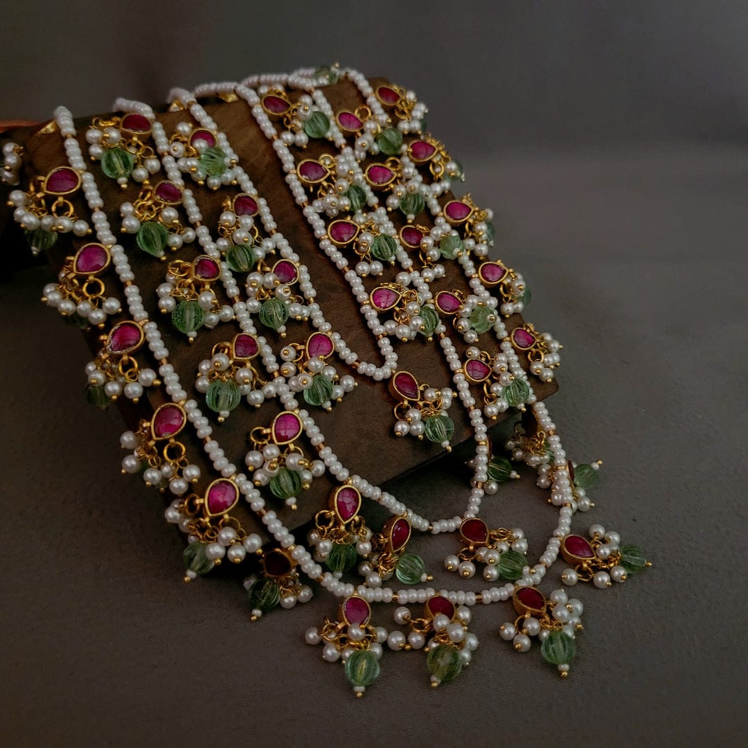 THREE LAYER NECKLACE WITH EARRINGS - Image 2