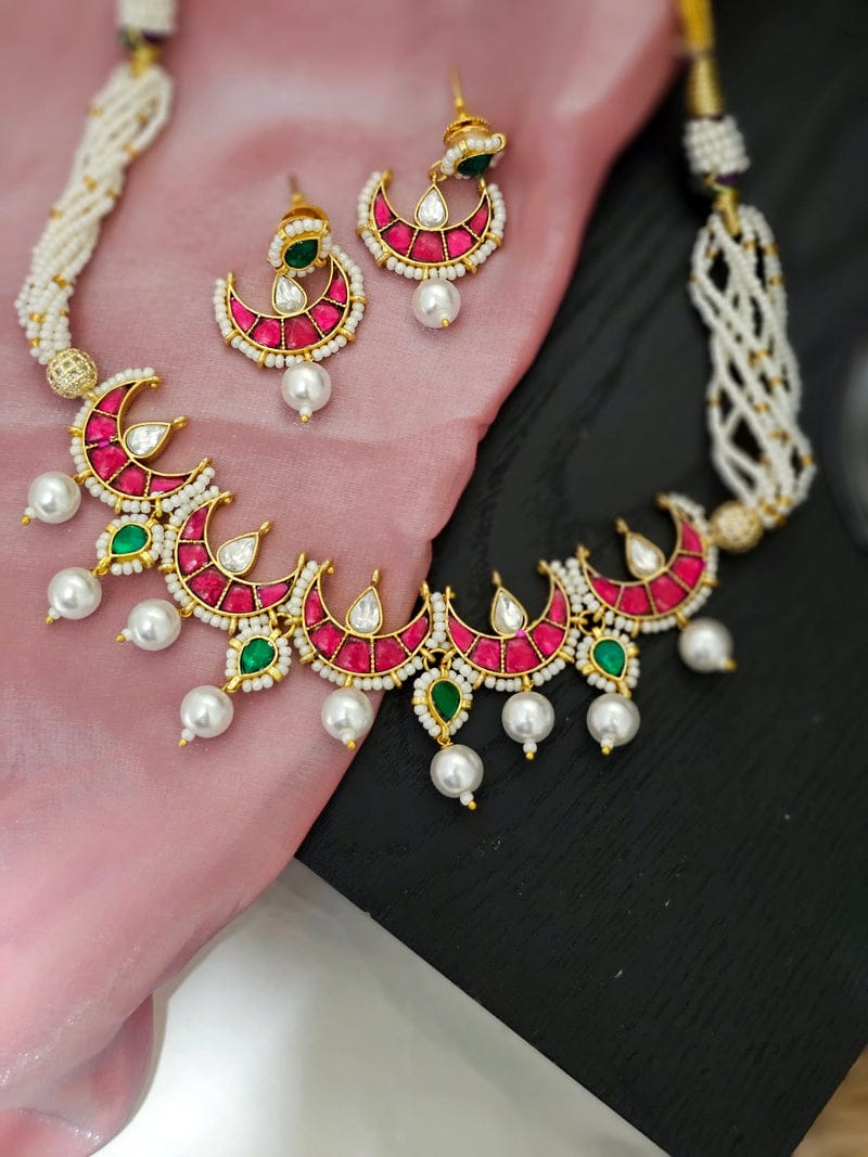Pachi Kundan Regal Bloom Necklace Set - Image 3