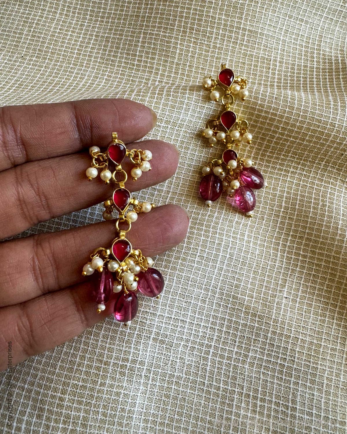 Red Kundan Pearl Necklace - Image 4