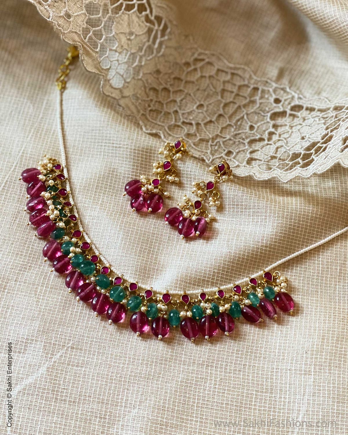 Red Kundan Pearl Necklace
