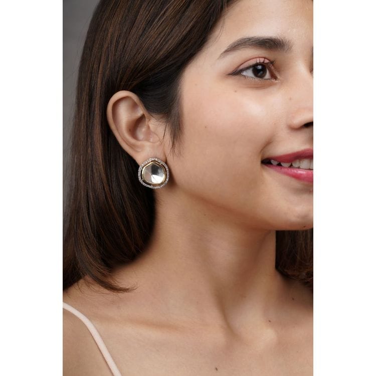 White Polki Earrings