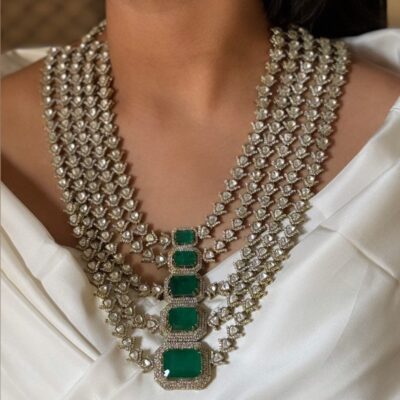 Emerald Polki Kundan Bridal Necklace Set