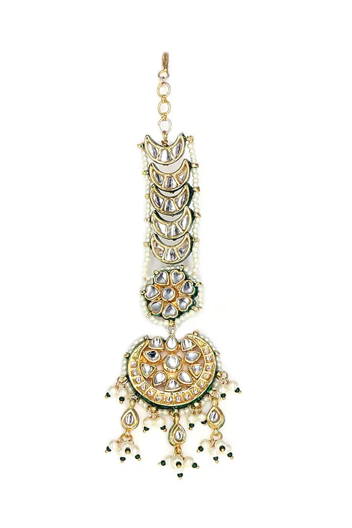Gold Finish Kundan Polki Maangtikka - Image 2