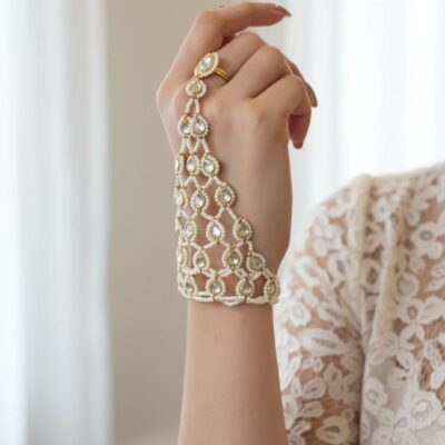 Dakota Kundan Pearl Hathphool Bracelet (Pack Of 2)