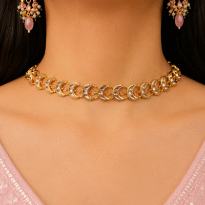 Kundan Chandbali Choker Set with Earrings