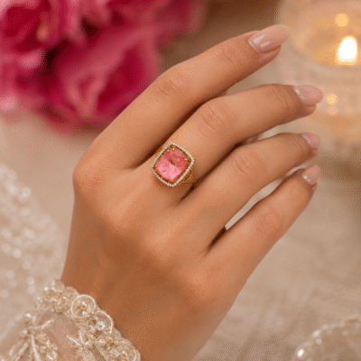 Royal Pink Gemstone Statement Ring