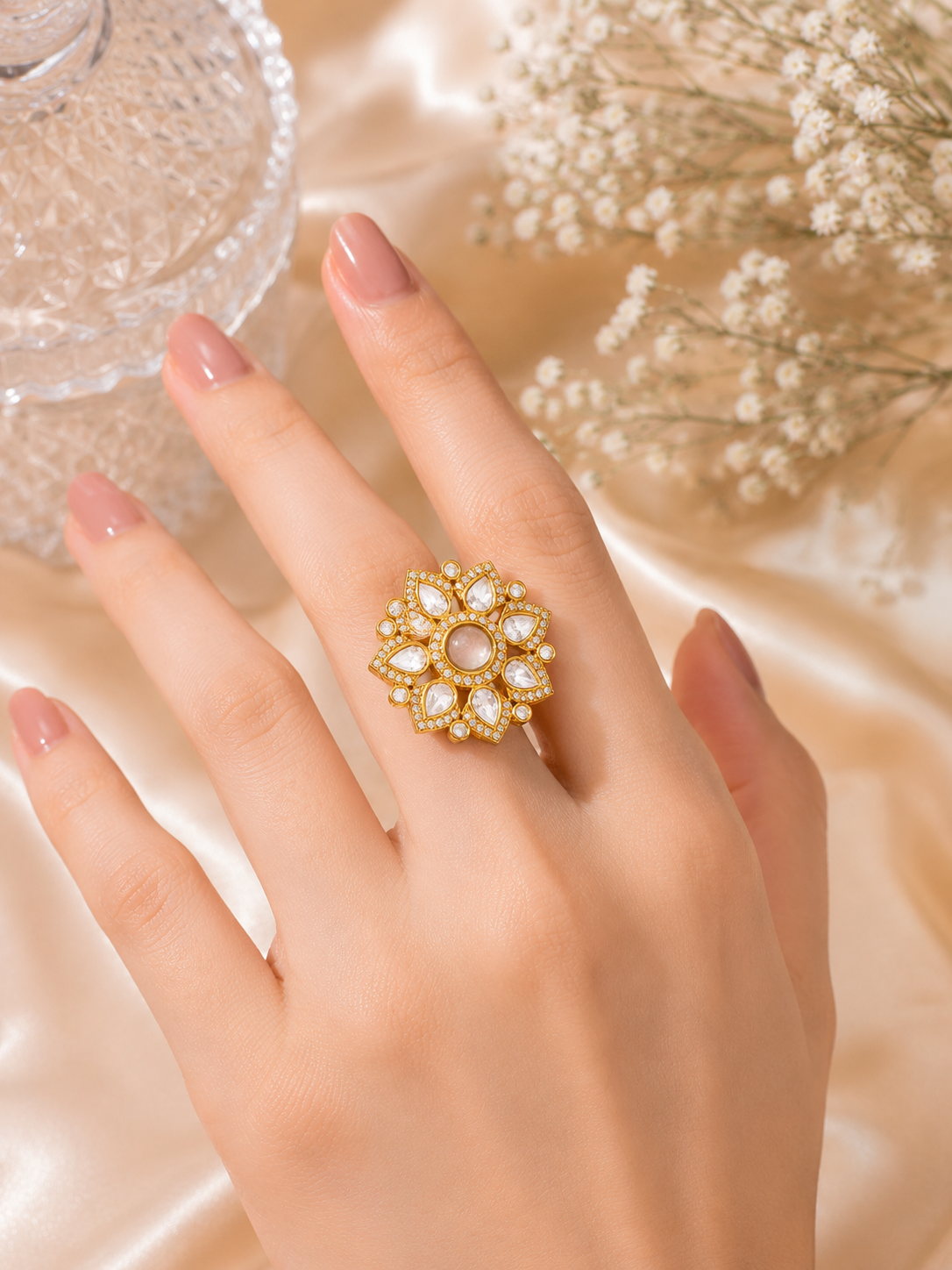 Floral Motif Statement Ring