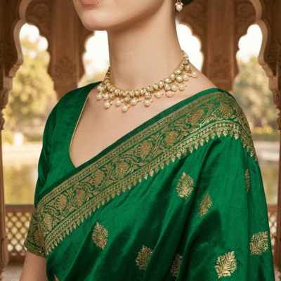 Minimalist Kundan Choker Necklace Set with Pearl Drops