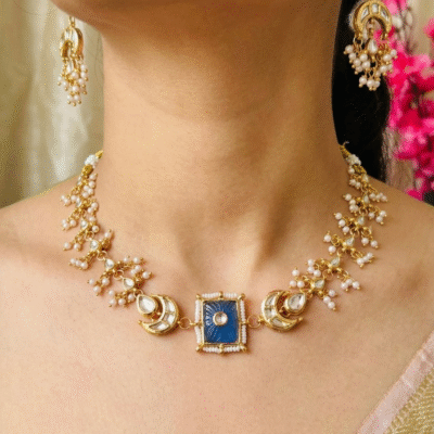 Handcrafted Kundan Choker with Matching Earrings
