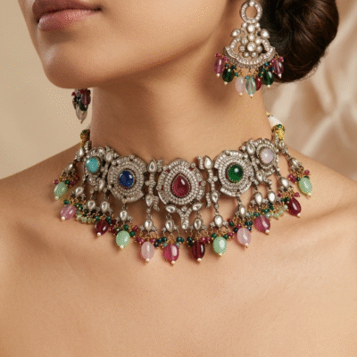 Royal Victorian Choker Set With Earrings