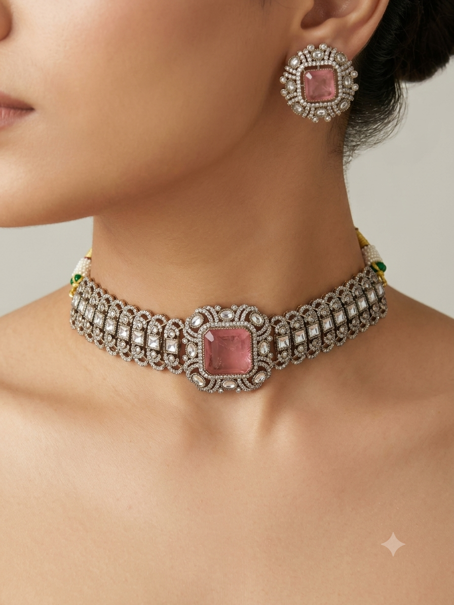 Rose Victorian Choker Necklace Set