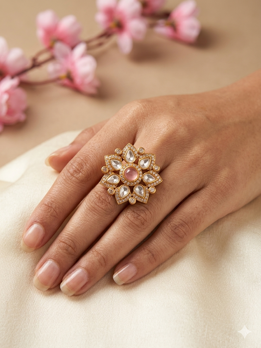 Floral Motif Statement Ring