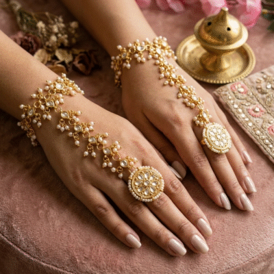 Floral Kundan Mathapatti Headpiece (Pack Of 2)