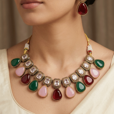 Kundan Multicolor Stone Necklace Set