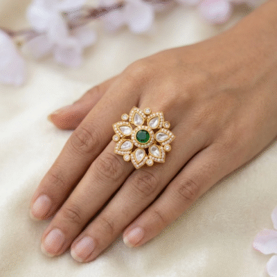 Floral Motif Statement Ring