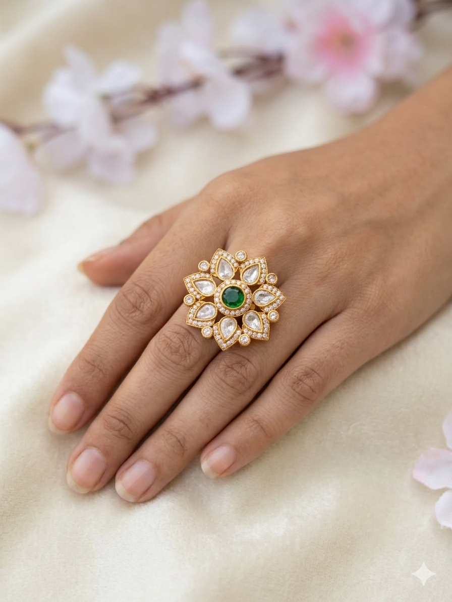 Floral Motif Statement Ring
