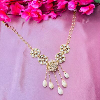 Kundan Meenakari Cowrie Shell Tassel Necklace