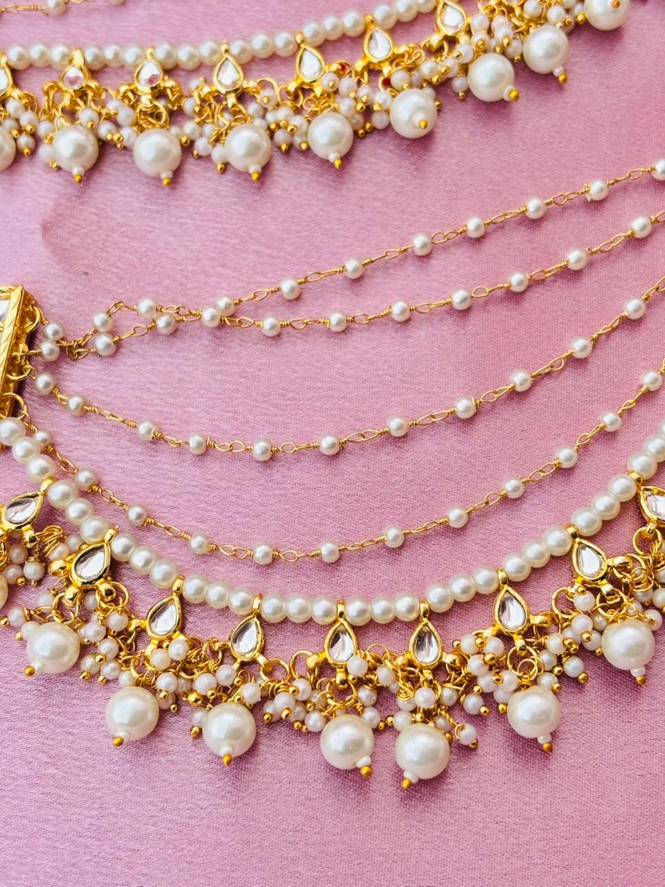 The Naaz: Elegant Kundan-Style Pearl Drop Ear Sahare - Image 3