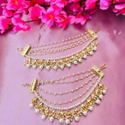 The Naaz: Elegant Kundan-Style Pearl Drop Ear Sahare