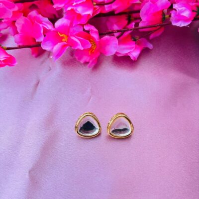 Minimalist Pear Kundan Stud Earrings