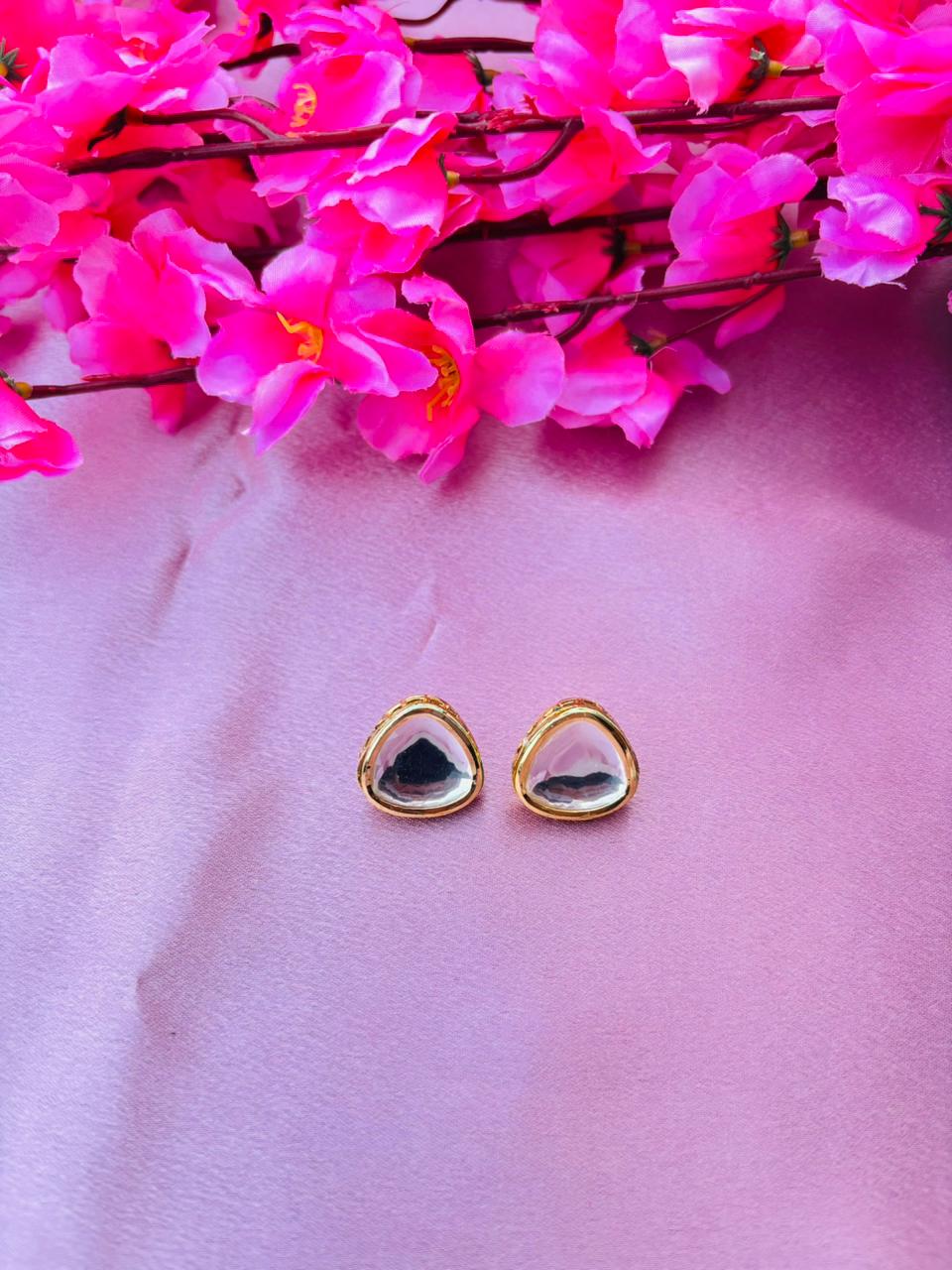 Minimalist Pear Kundan Stud Earrings