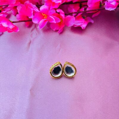 Minimalist Teardrop Kundan Stud Earrings