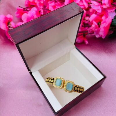 AD Gold Plated Openable Bangle Style Bracelet for Women (Pack Of 1)