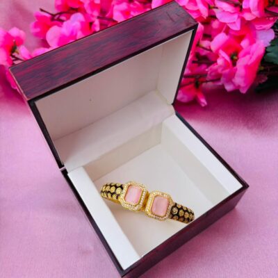 AD Gold Plated Openable Bangle Style Bracelet for Women (Pack Of 1)