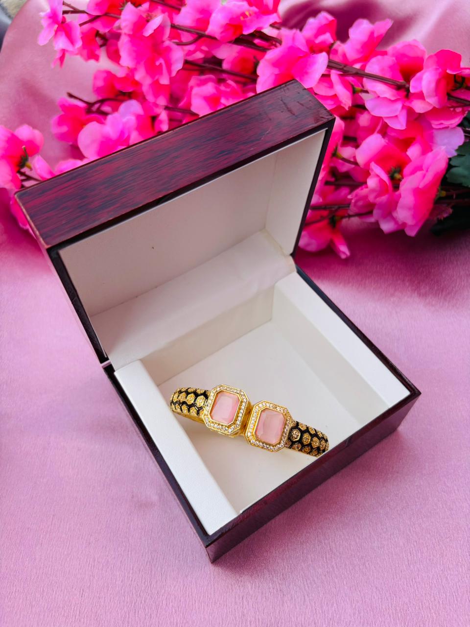 AD Gold Plated Openable Bangle Style Bracelet for Women (Pack Of 1)