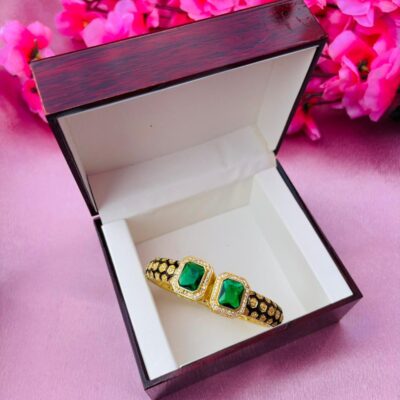 AD Gold Plated Openable Bangle Style Bracelet for Women (Pack Of 1)
