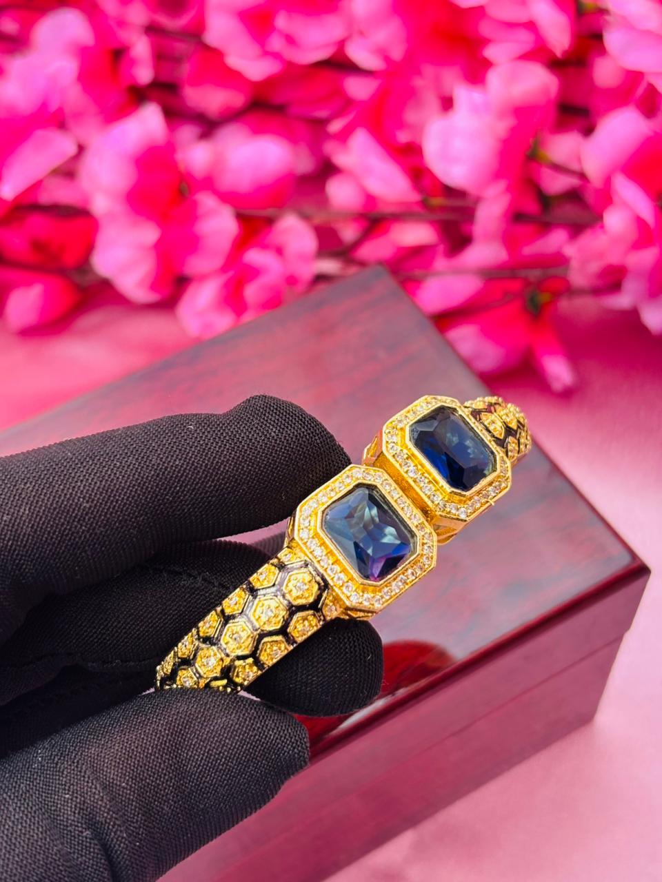 AD Gold Plated Openable Bangle Style Bracelet for Women (Pack Of 1) - Image 4