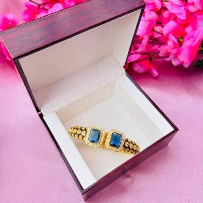 AD Gold Plated Openable Bangle Style Bracelet for Women (Pack Of 1)