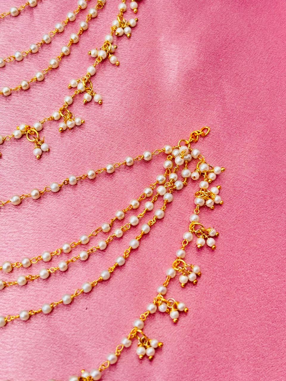 The Naaz: Elegant Pearl Layered Ear Sahare - Image 3