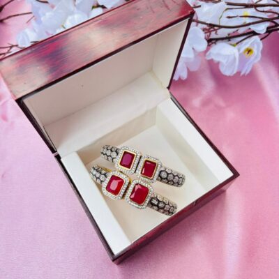 AD Gold Plated Openable Bangle Style Bracelet for Women (Pack Of 1)