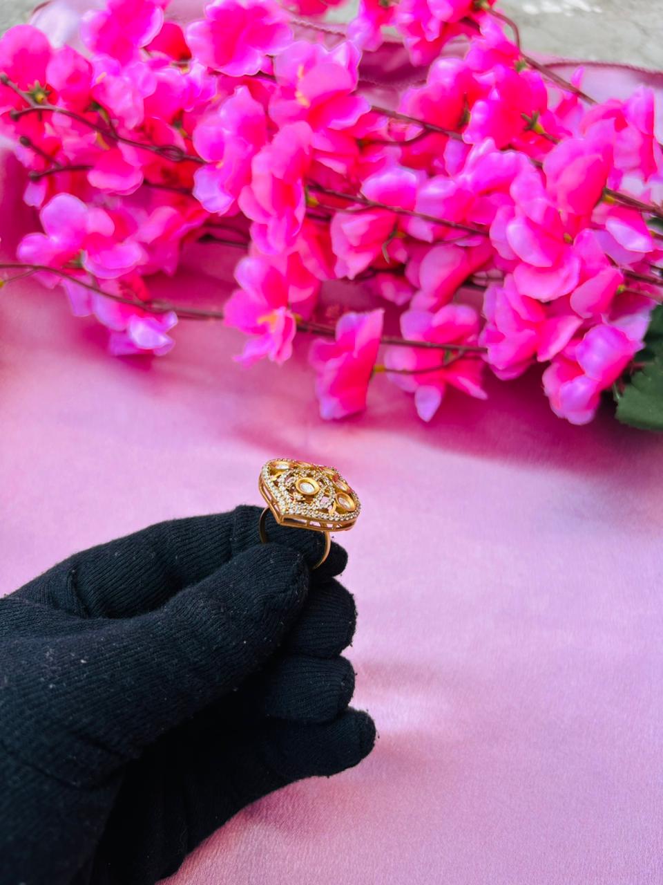 Dainty Moissanite Statement Adjustable Ring - Image 3