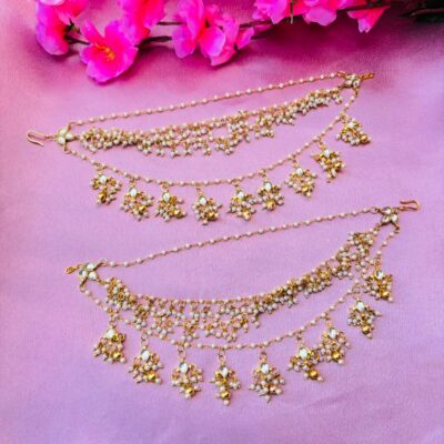 The Naaz: Elegant Pearl & Kundan-Style Layered Ear Sahare