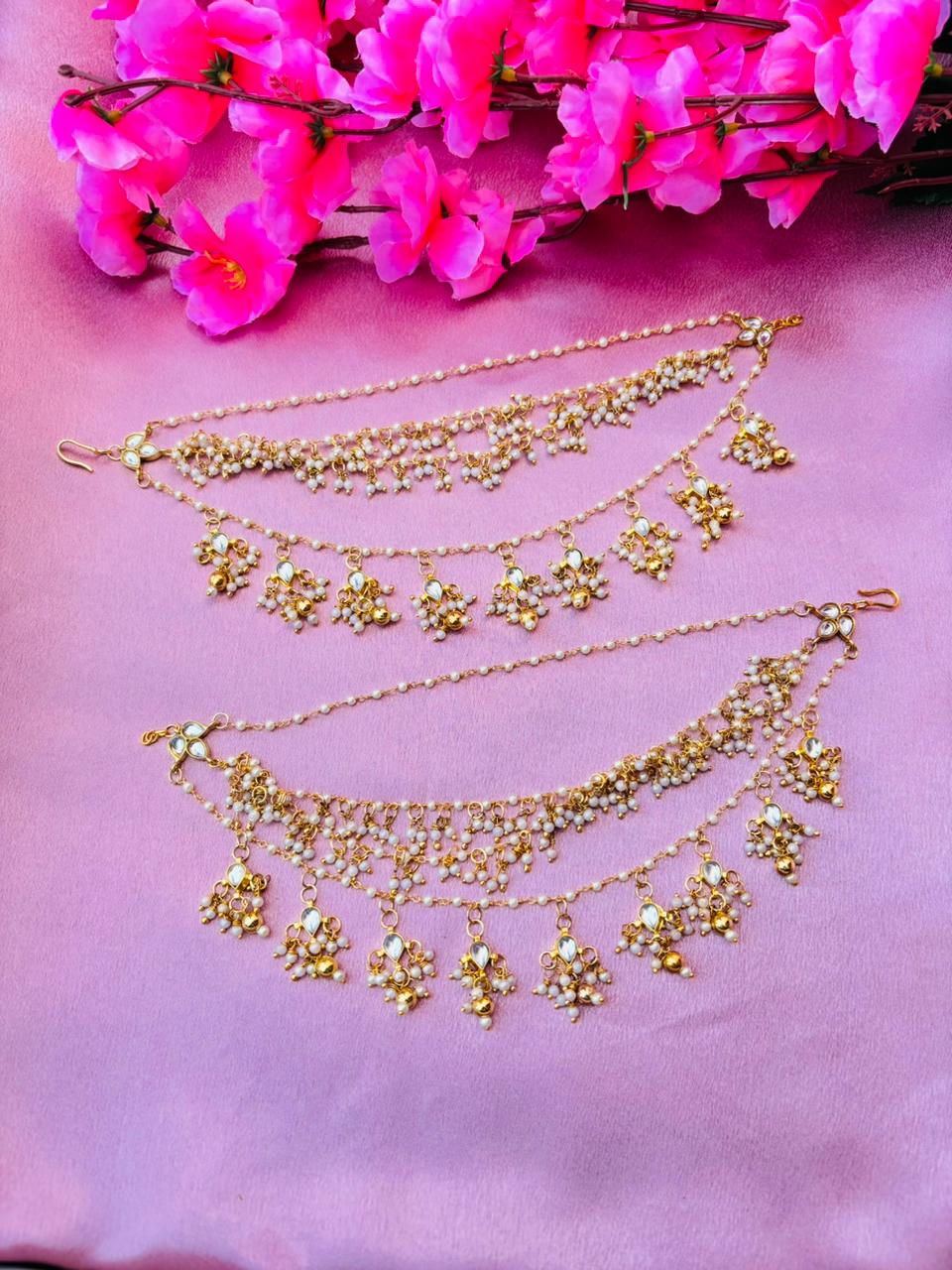 The Naaz: Elegant Pearl & Kundan-Style Layered Ear Sahare